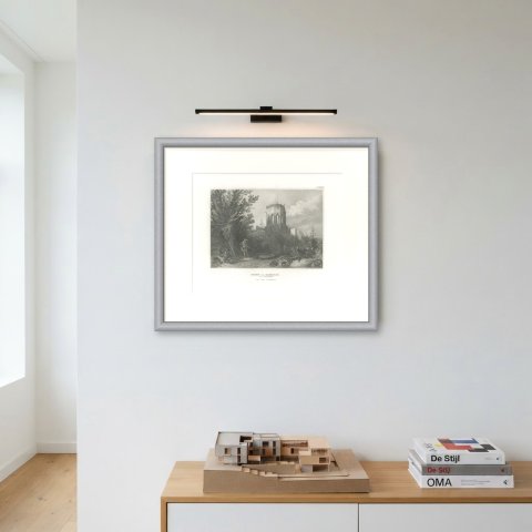 Antique View of the Ruins of Samaria, Holy Land Engraving, circa 1850, shown framed on a wall, true to size