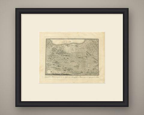 Camp of the Mecca Pilgrims Before Departure, Antique Print, 1776, shown framed