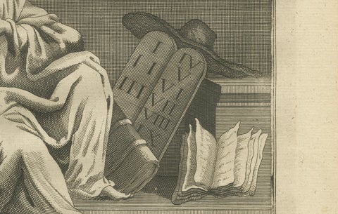 St. Paul to Galatians, Rejecting Mosaic Law, Antique Engraving c.1735, close-up 2