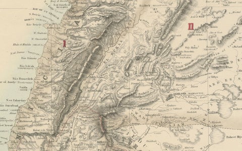 Turkey in Asia: Biblical Regions and the Holy Land from The Royal Atlas (1856), close-up 1