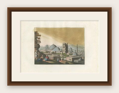 Antique Print of Jerusalem and Church of the Holy Sepulchre by Ferrario '1831', shown framed