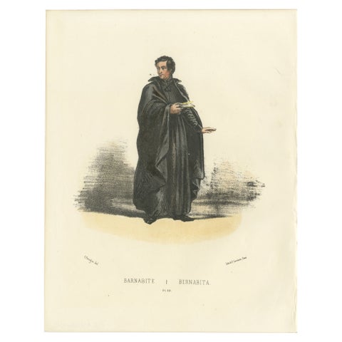 Barnabite, 1862 Hand-Colored Lithograph of a Barnabite Monk