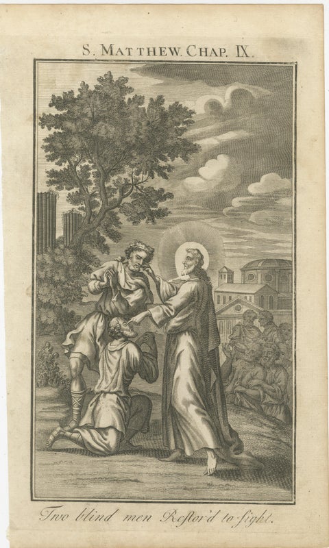 Set of 3 Biblical Engravings, Adoration, St. Matthew & Healing the Blind (1735), view 4