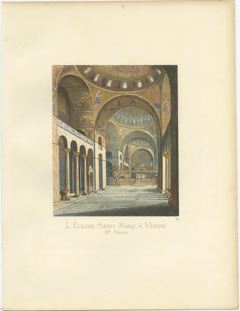 Antique Print of L’Eglise Saint Marc a Venise, 1860, Historical Art, view 4