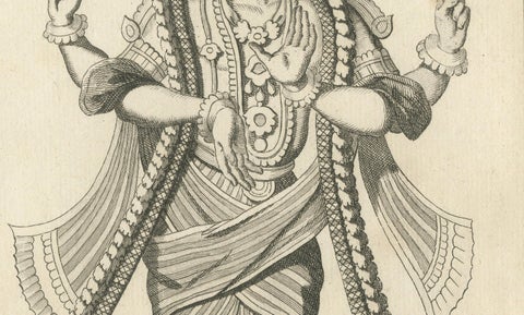 Historic 1806 Varaha Vishnu Boar Avatar Antique Print, Hindu Engraving, close-up 2