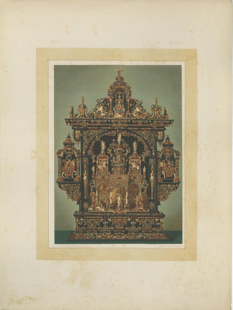 Pair Bavarian Royal Chapel Altar Shrines Chromolithographs, Munich, 1874, view 2