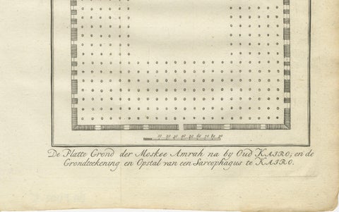 Mosque of Amr, Old Cairo & Sarcophagus Design, Architectural Print, Egypt 1776, close-up 2