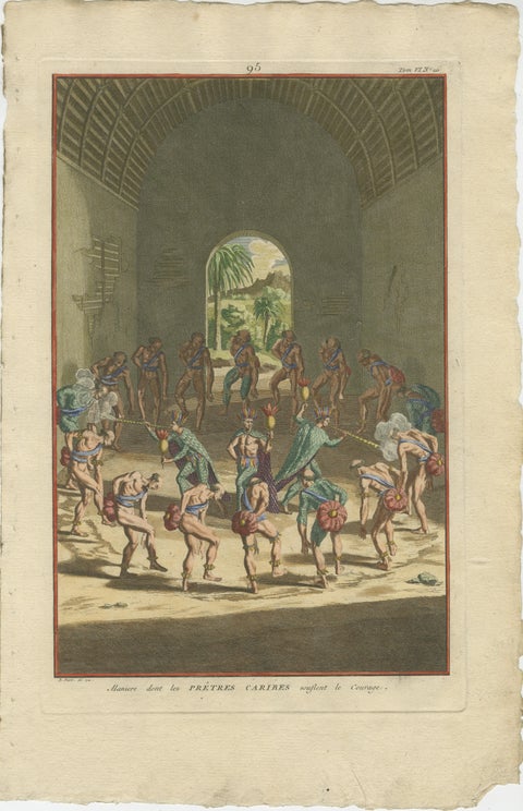 Carib Priests Instilling Courage: A Ritual Dance of the Caribbean, 1722, view 2