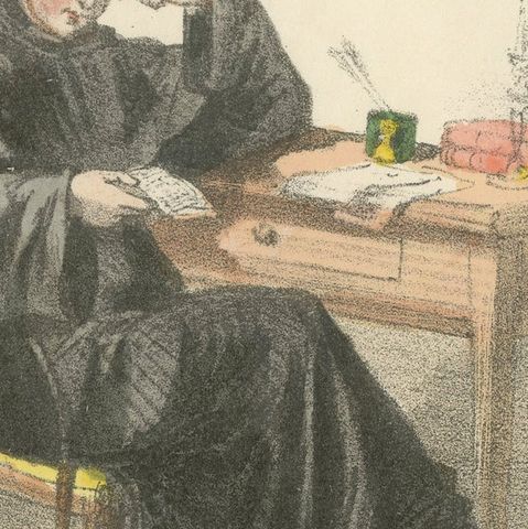 Conventuel, 1862 Hand-Colored Lithograph of a Conventual Franciscan Friar, close-up 2