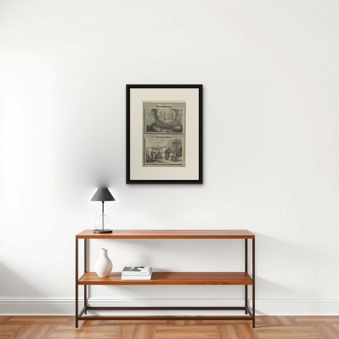 Biblical Engravings, Christ Transfiguration & Healing of the Possessed, ca.1700, shown framed on a wall, true to size