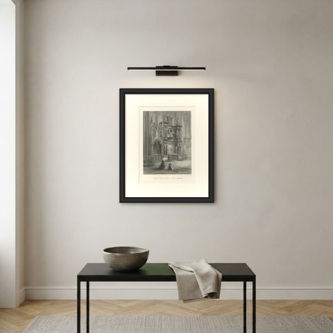 Tomb of Louis de Brézé, Rouen, Antique Steel Engraving after Hodson, circa 1877, shown framed on a wall, true to size