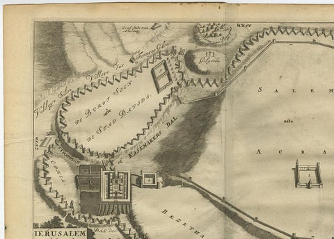 Antique Bible Plan of Jerusalem by Covens & Mortier, 1743, view 4