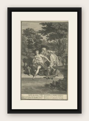 Religion Print Titled 'Susanna Resisteth the Temptation of The two Judges', 1728, shown framed