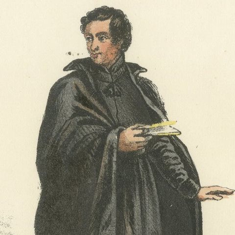 Barnabite, 1862 Hand-Colored Lithograph of a Barnabite Monk, close-up 1