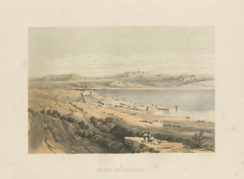 1862 Chromolithograph of the Sea of Tiberias, Biblical Landscape in Israël, close-up 4