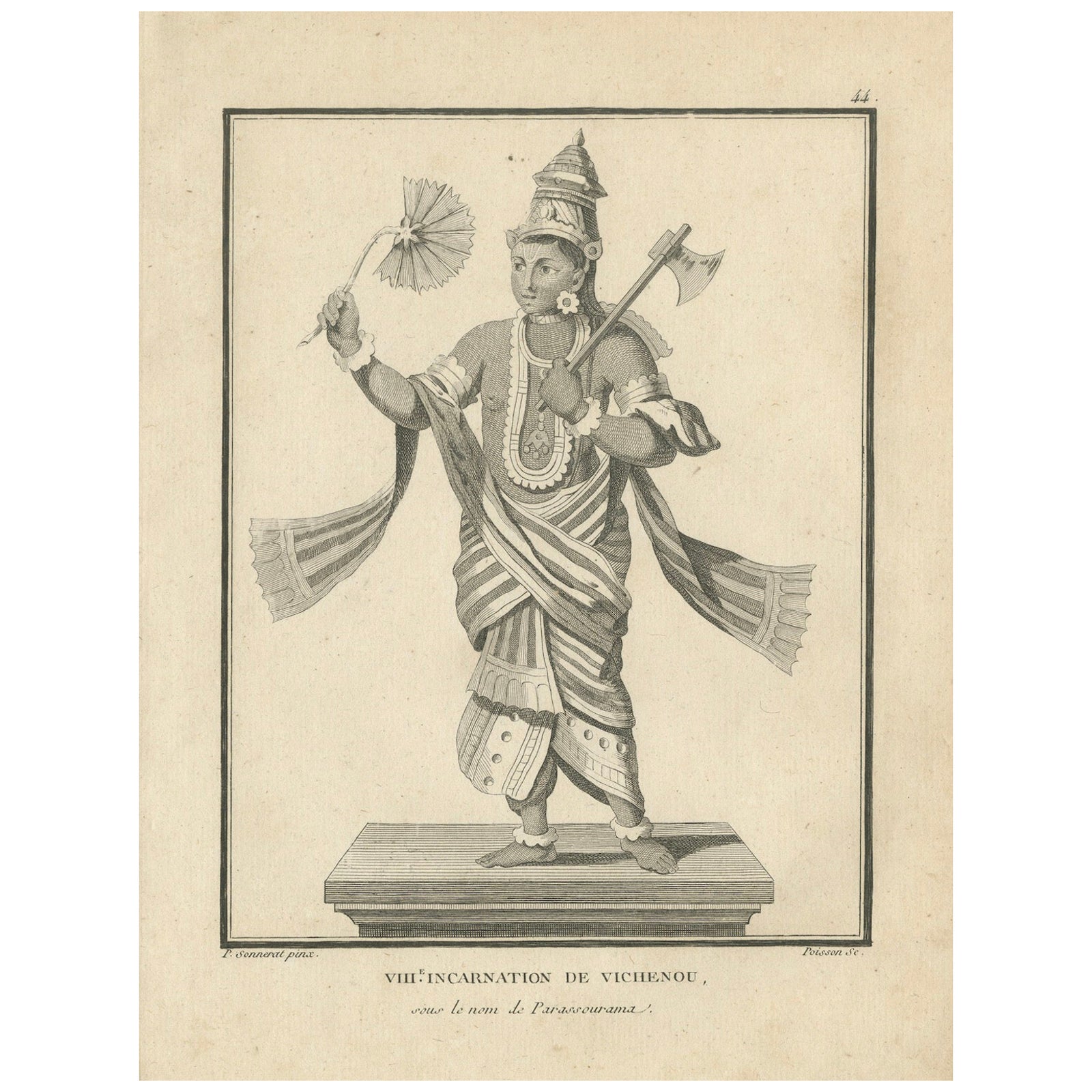 Rare 1806 Krishna Vishnu Avatar Antique Print, Hindu Engraving Collectible