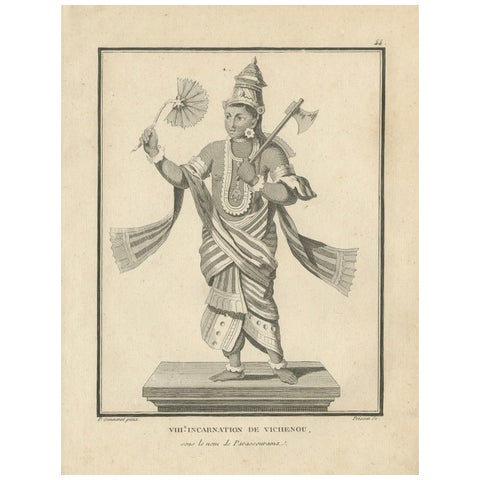 Rare 1806 Krishna Vishnu Avatar Antique Print, Hindu Engraving Collectible