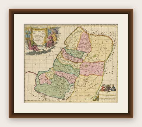 Judaea or Terra Sancta, Twelve Tribes of Israel, Sanson Map, c.1680, shown framed