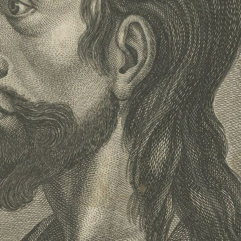 Copper Engraved Portrait of Jesus Christ by Robert Brichet, around 1800, close-up 3