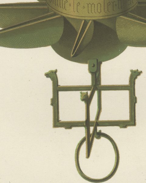Flemish Votive Lamp, Fifteenth Century, Antique Print, 1851, close-up 3