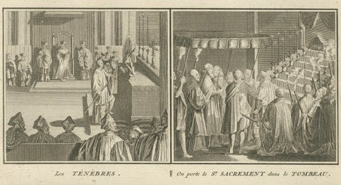 Holy Week and Candlemas Rites, 1734 Engraving of Catholic Liturgical Scenes, close-up 4