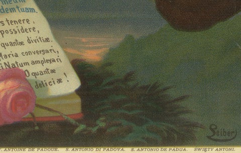 St. Anthony of Padua, c.1905 German Devotional Chromolithograph with Christ, close-up 4