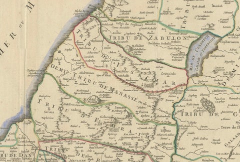 1750 Map of the Holy Land: The Land of Canaan and the Twelve Tribes, close-up 4