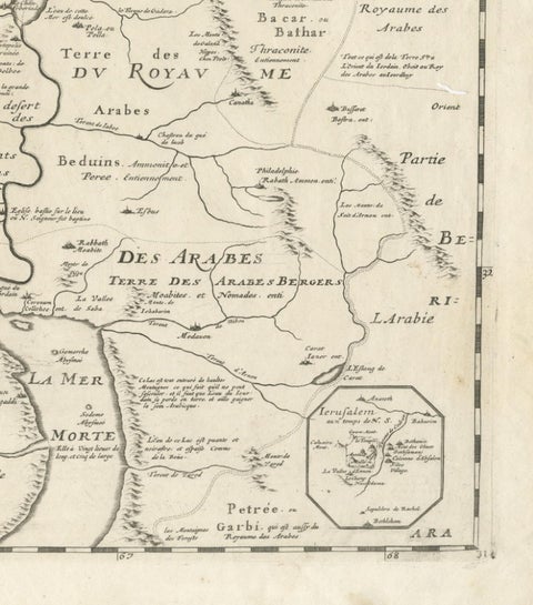 Holy Land Antique Map, Palestine, Syria, Levant Region, De la Rue Paris c1700, view 8