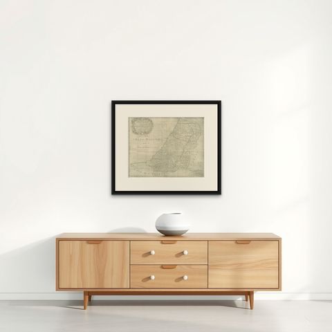 Holy Land Map, Terra Promissa or Judaea, Nicolas Sanson, c.1700, shown framed on a wall, true to size