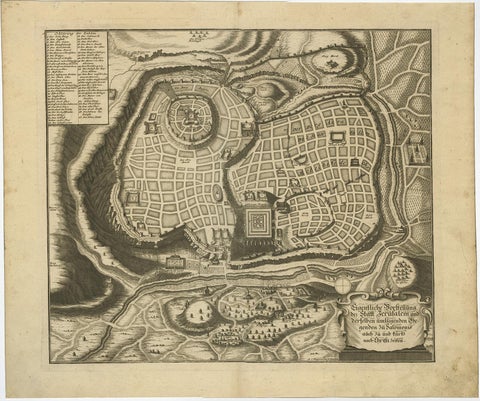Rare Town Plan of Jerusalem, Includes an Extensive Key to Locations etc, 1708, view 2