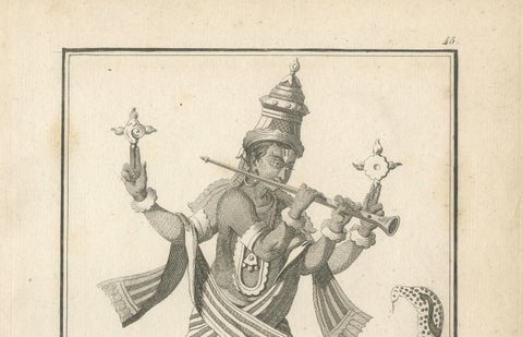 Unique 1806 Buddha Vishnu Avatar Antique Print, Hindu Engraving Collectible, close-up 1