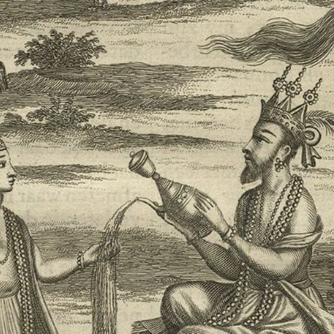 Old Print of Vishnu and the Fifth Incarnation, 1672, close-up 3