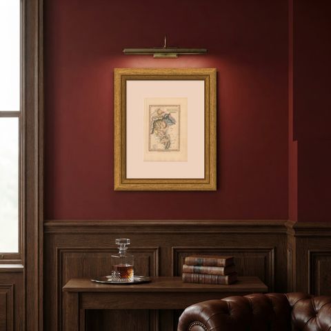 Antique Map of the Tribe of Naphtali, Wyld Scripture Atlas, 1823, shown framed on a wall, true to size