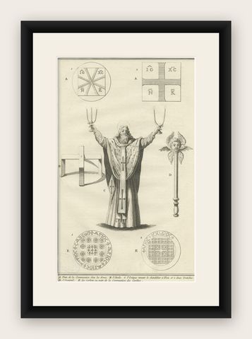 Antique Engraving of Greek Religious Ceremonies, ca.1730, shown framed