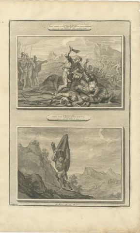 Samson with the Jawbone and Samson Carries the Gates of Gaza, Mortier circa 1700