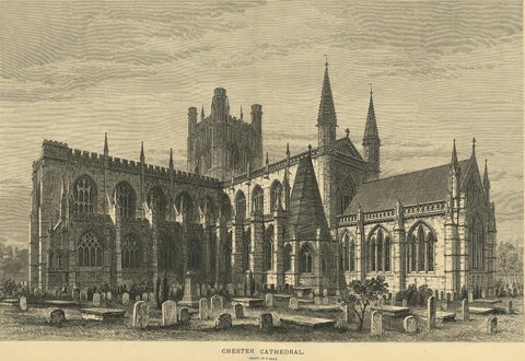 Antique Print of Chester Cathedral from the Illustrated London News, 1881, view 2