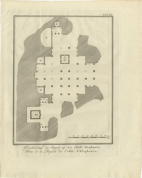 Antique Plan of the Elephanta Cave Temple near Bombay, 1780, view 2