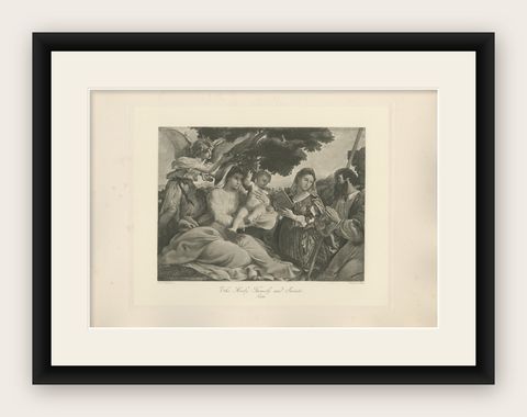 Antique Print of 'The Holy Family and Saints' made after Lotto 'c.1890', shown framed
