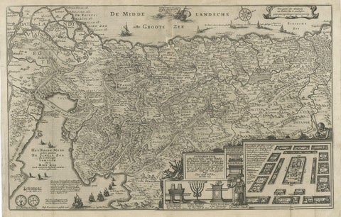 Beautiful Rare Antique Map of the Holy Land, 1648, close-up 1