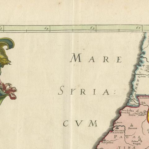 17th-Century Map of the Latin Patriarchate of Jerusalem by Melchior Tavernier, close-up 4