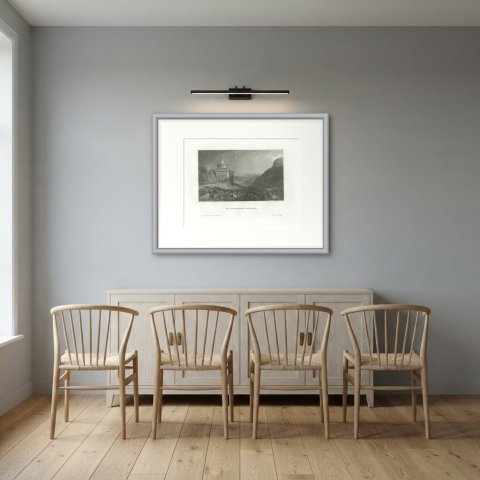 Antique View of Absalom's Tomb, Jerusalem, Steel Engraving, circa 1850, shown framed in a room, true to size