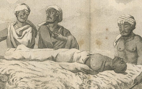Hindu Funeral Ceremony, Vaishnavite Rites, Sonnerat Engraving, Paris 1806, close-up 2