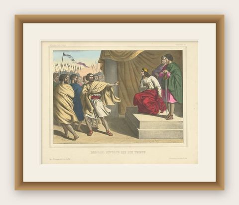 Antique Religious Print 'No. 12' the Northern Tribes Revolt, circa 1840, shown framed