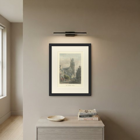 The Cathedral, Bruges, Hand Colored Steel Engraving after E. George, circa 1878, shown framed on a wall, true to size