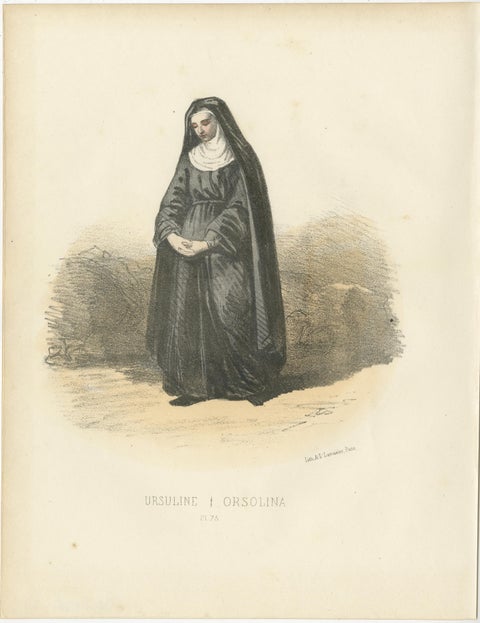 Ursuline, 1862 Hand-Colored Lithograph of an Ursuline Nun, view 2