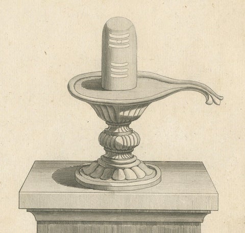 1806 Engraving: Sacred Lingam, Symbol of Shiva in Hindu Worship, close-up 2