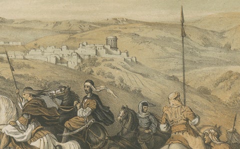 19th-Century Chromolithograph of Samaria, Israël, Historical Biblical Scene, close-up 1