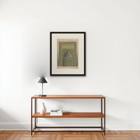 Original Alexandre Raymond Lithograph of the Ulu Mosque Mihrab, Bursa, 1924, shown framed on a wall, true to size