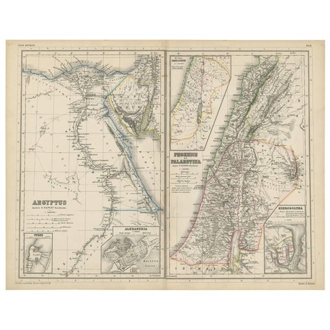 Antique Map of Egypt and Palestina by H. Kiepert, circa 1870