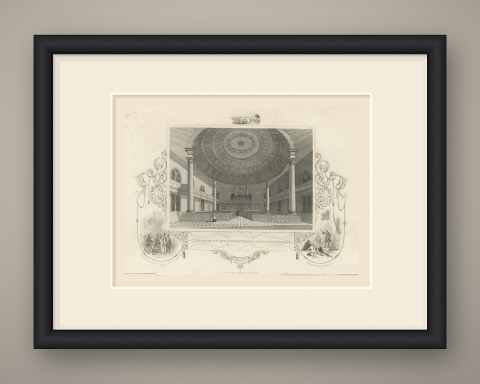 Presbyterian Church Interior, Savannah, Drawn by W. Goodacre, circa 1850, shown framed